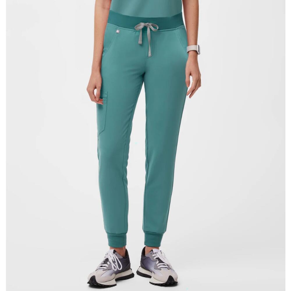 Figs Teal Zamora Jogger Scrub Pants Womens Tall XS Mid Rise Tapered Leg Stretch